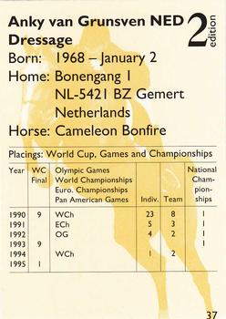 1995 Collect-A-Card Equestrian #37 Anky van Grunsven / Cameleon Bonfire Back